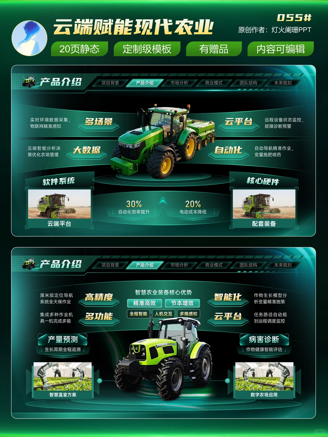 金奖创赛模版?智能农机设备助力农业发展