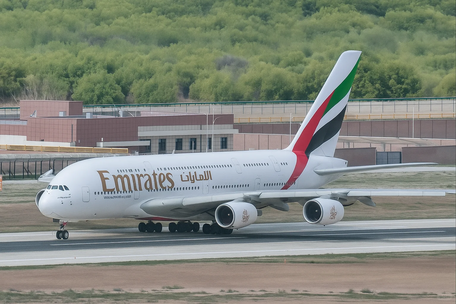 拉萨机场内场拍摄两架阿联酋航空A380