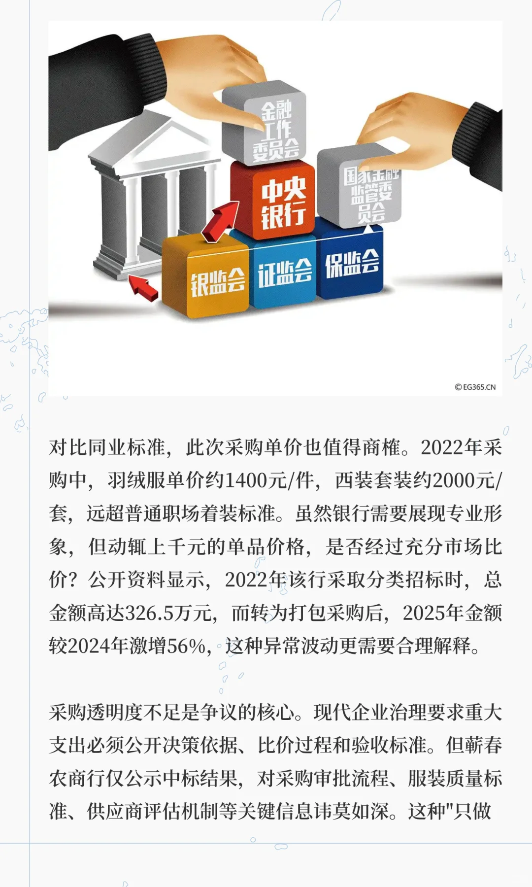 银行4年3次采购工作服花619万：合规性遭质