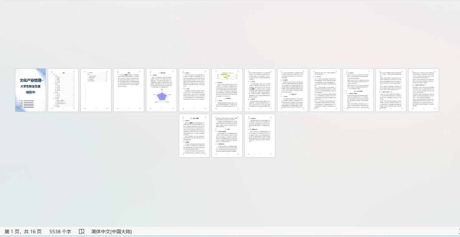 文化产业管理职业生涯规划书word+PPT