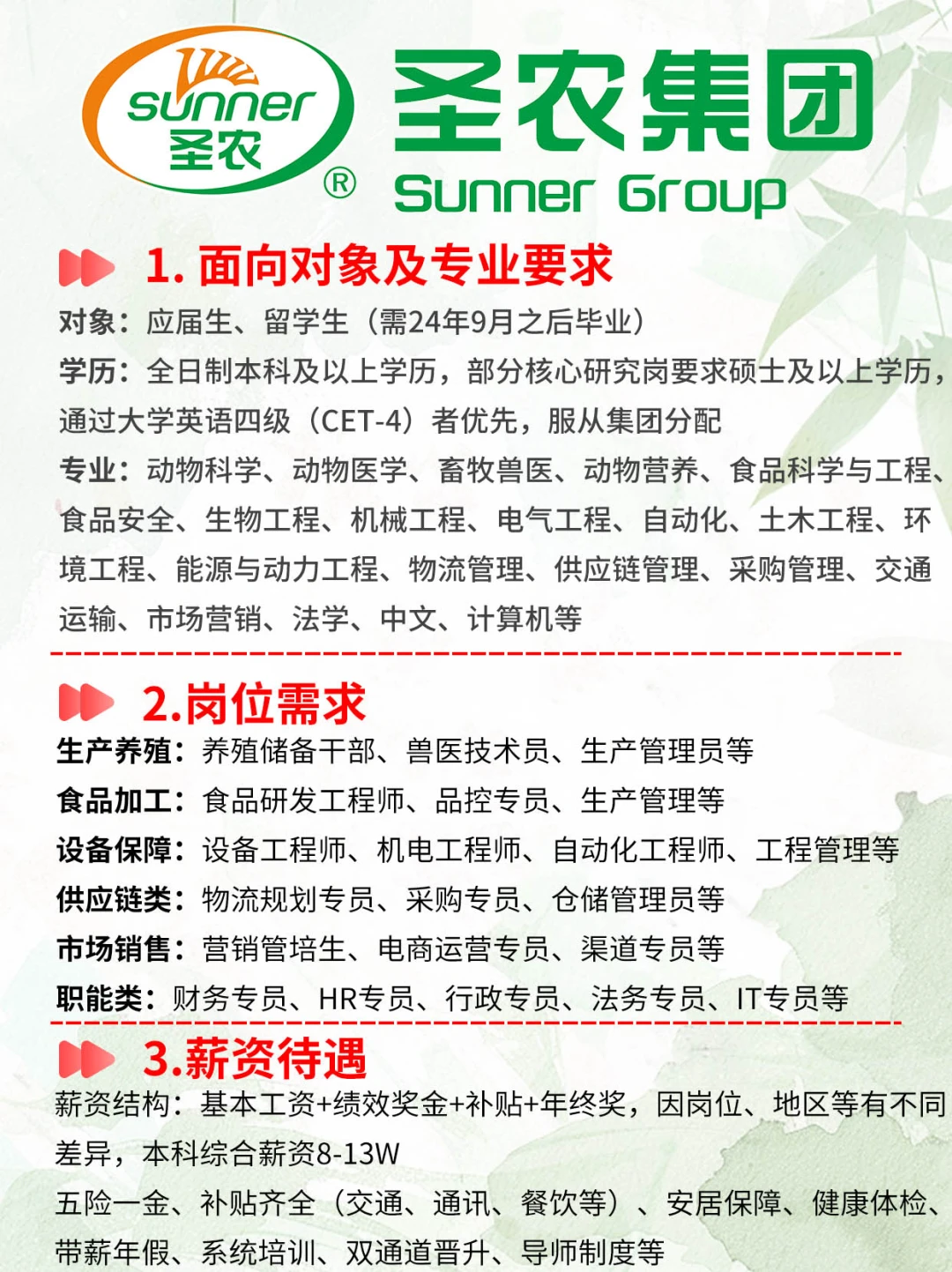 圣农集团应届捞人计划来啦！