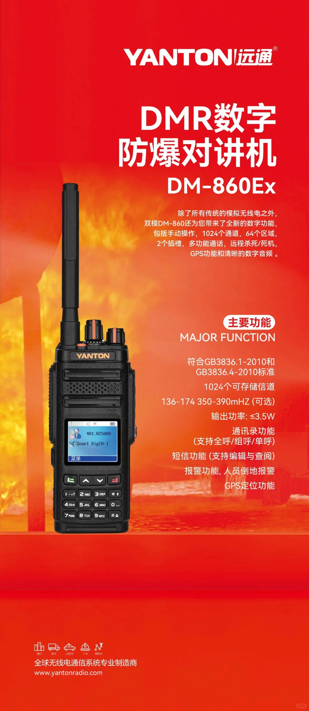 远通DM-860Ex防爆对讲机