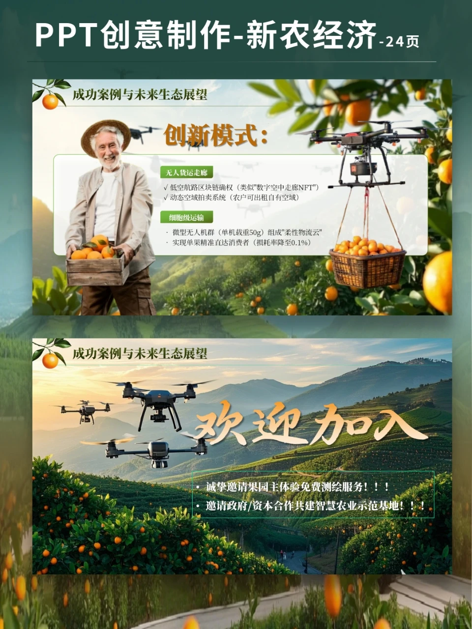 无人机助力橙子果园-新农经济PPT