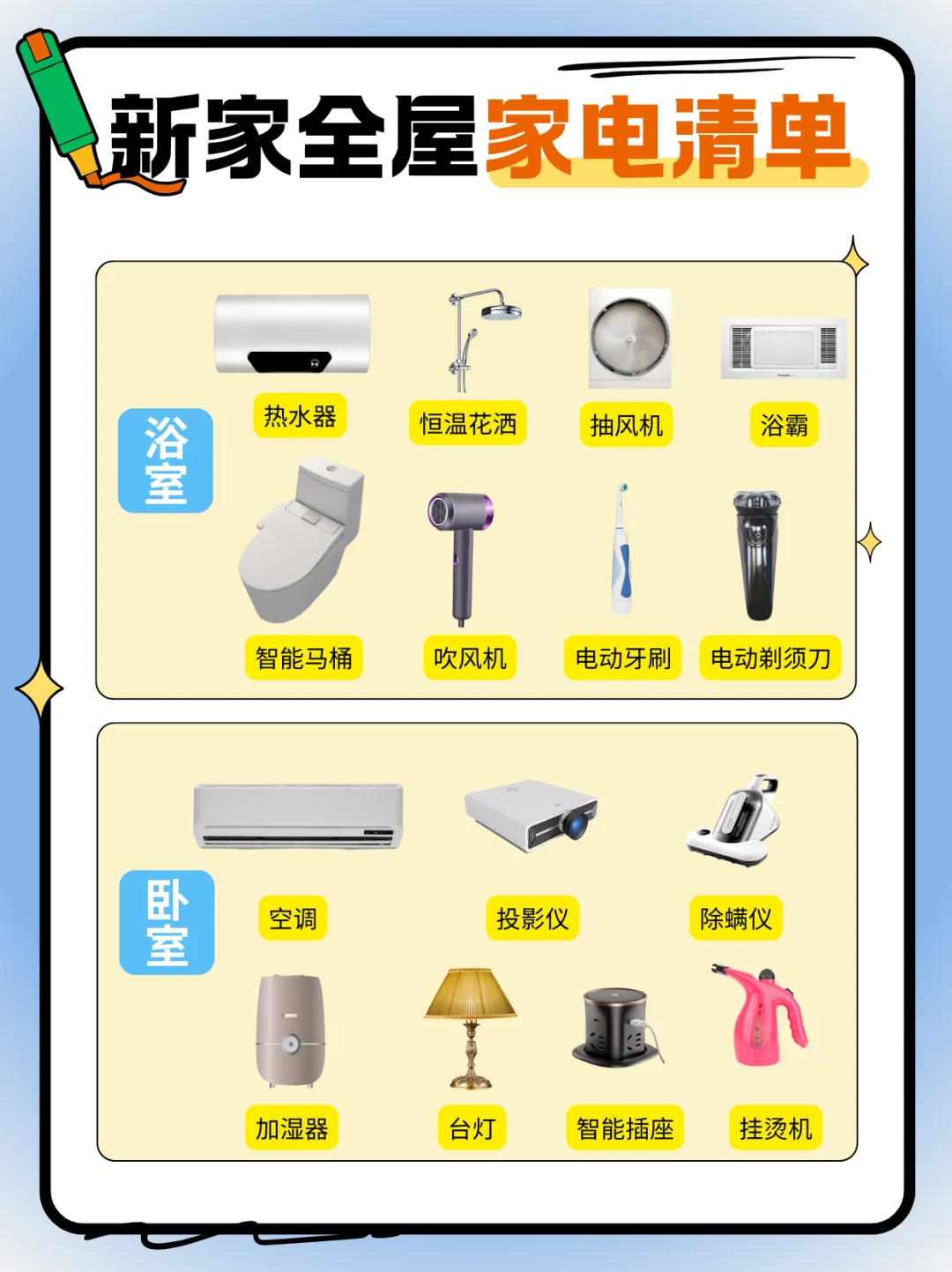 新手全屋家电清单，照着买不踩坑