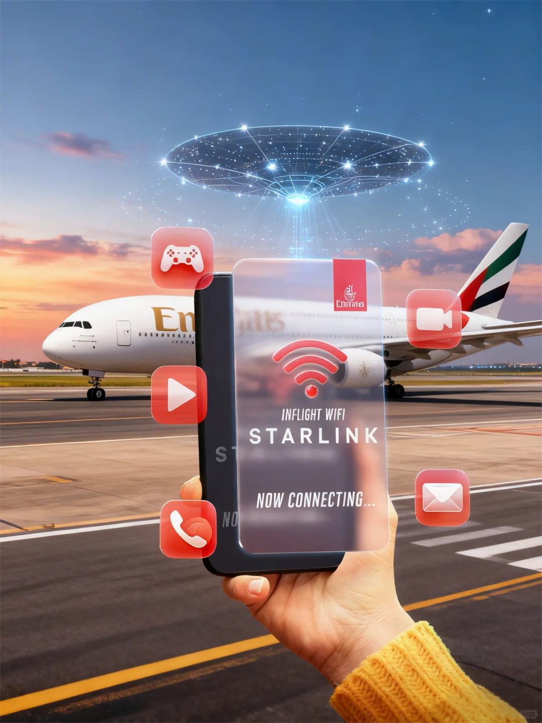 阿联酋航空全面部署星链WiFi免费享高速网络