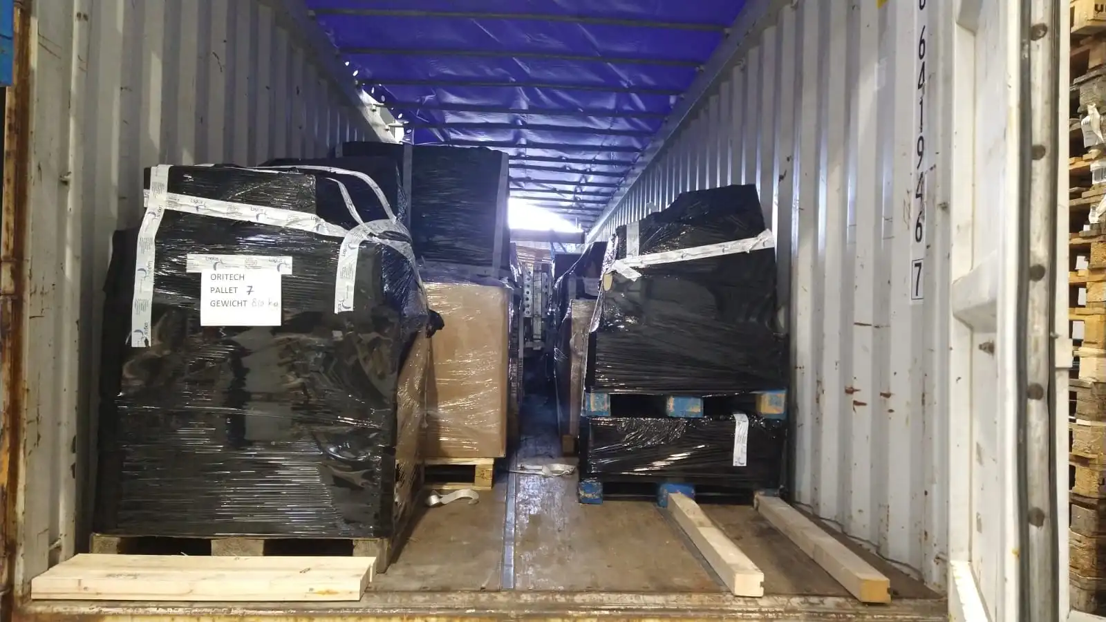 荷兰进口温室项目资材 装柜图 开顶箱