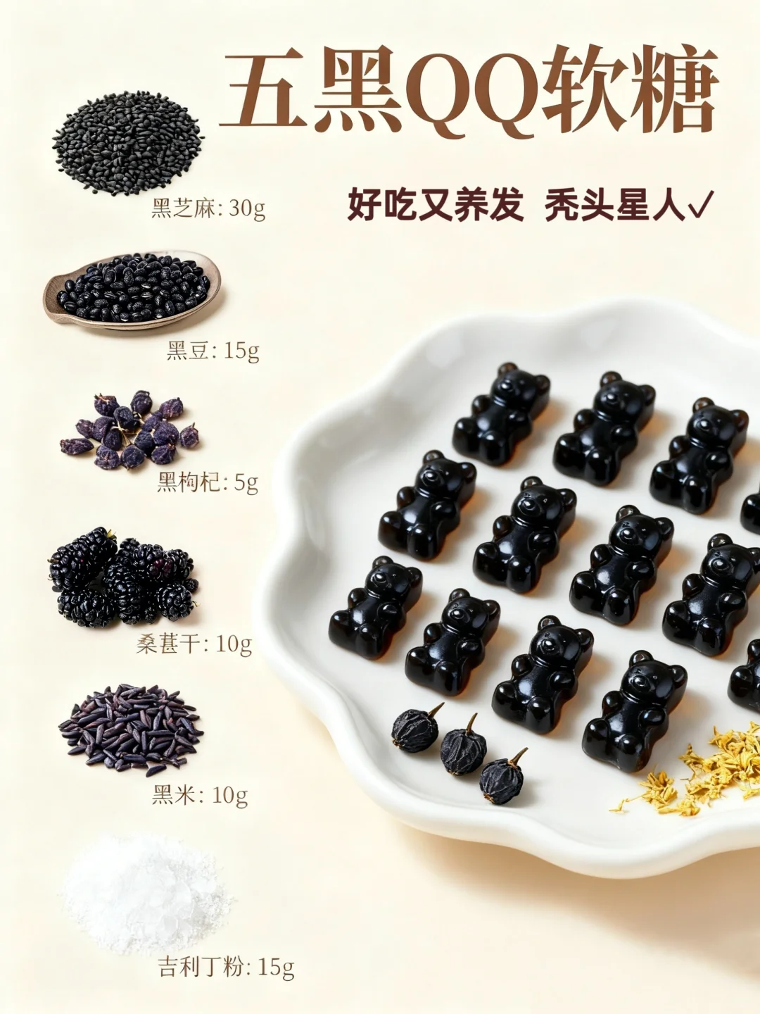 ? 一口嚼出浓密好气色·五黑养元软糖