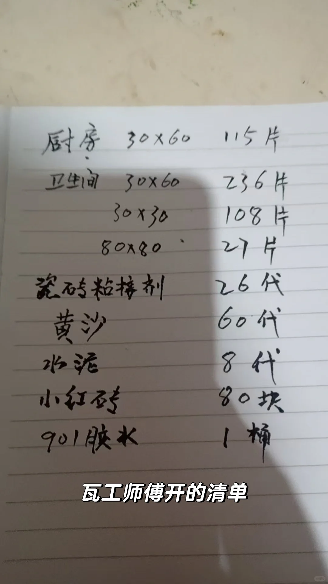 瓦工进场丨水泥黄沙 瓷砖?今日花费：3790r