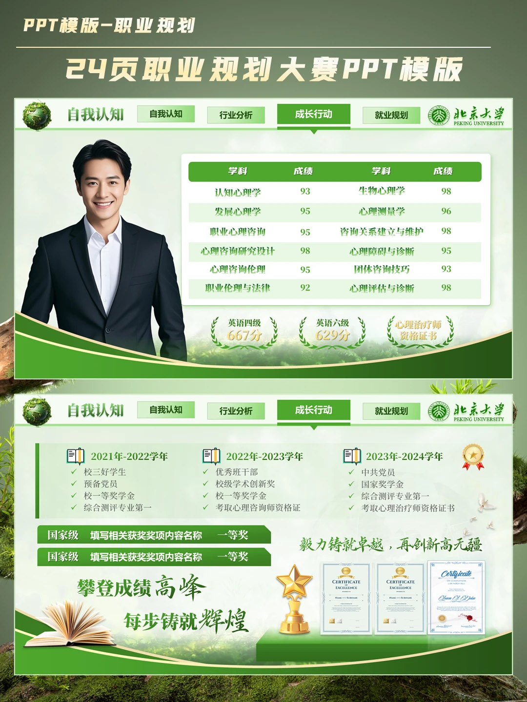 双碳PPT 大学生职业规划PPT模板都长这样✅