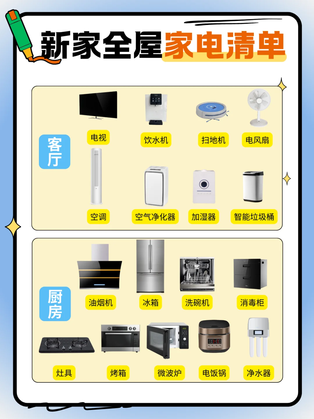 新手全屋家电清单，照着买不踩坑