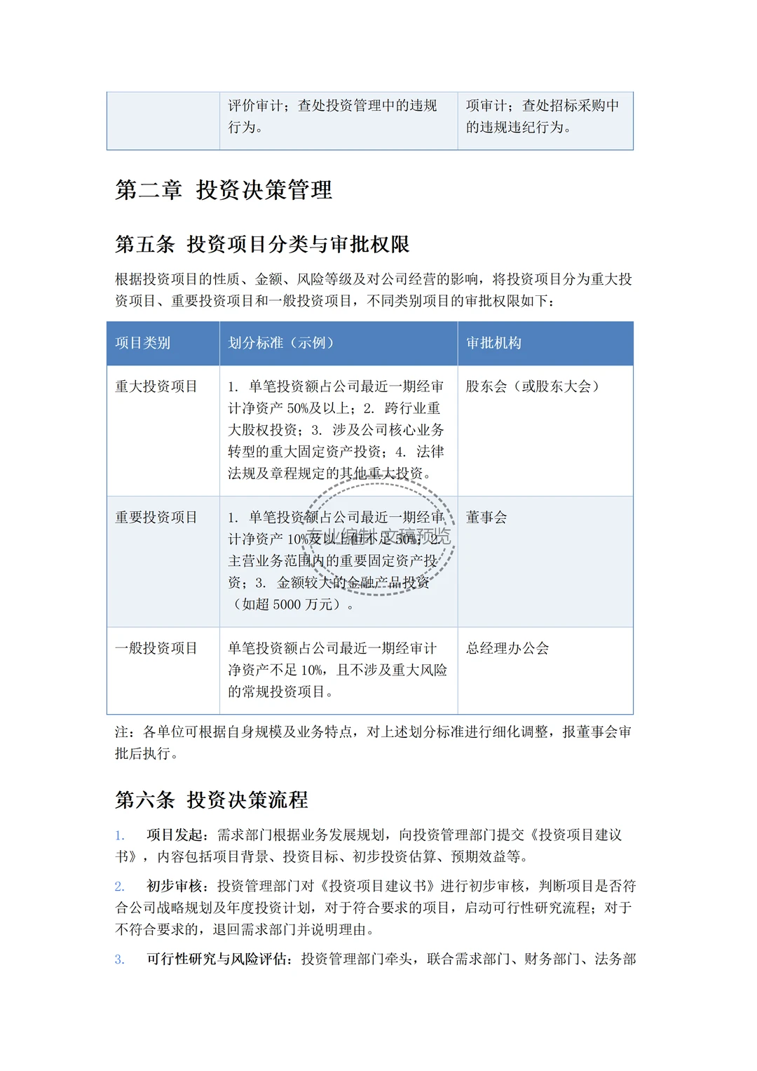 文件：投资决策与招标采购管理制度