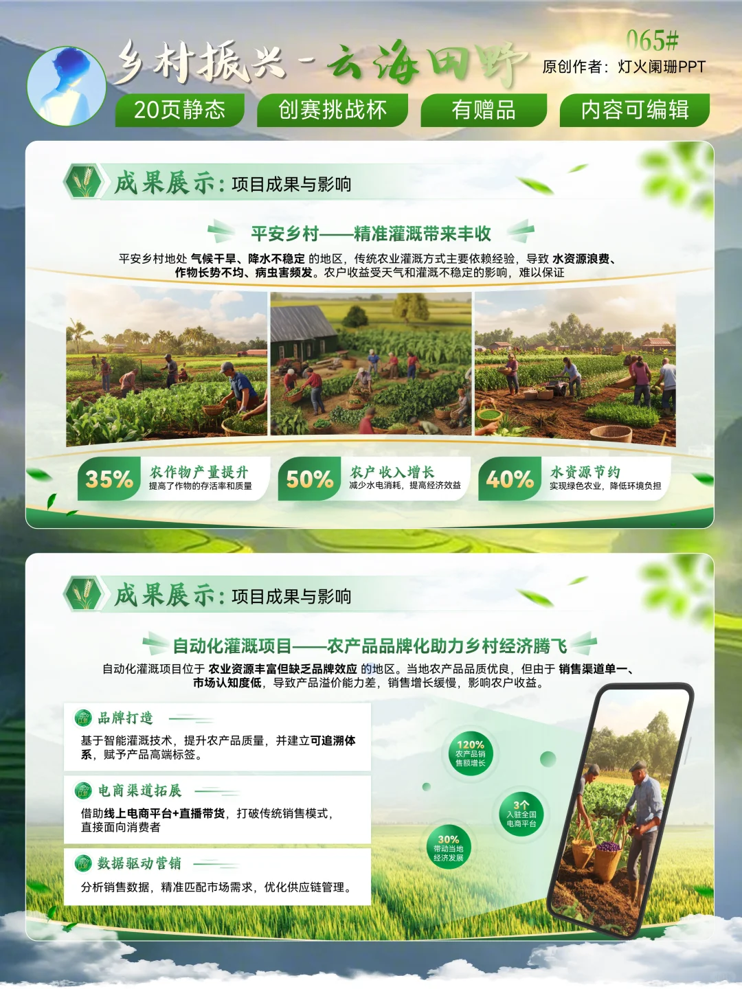 乡村振兴PPT模版太宝藏了吧，创赛助农项目