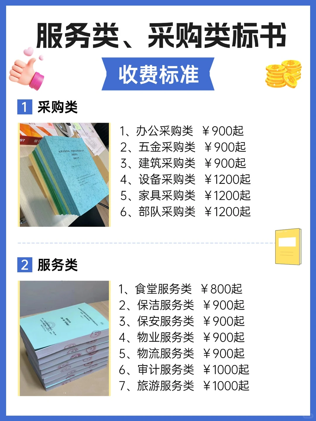 服务类、采购类标书收费标准