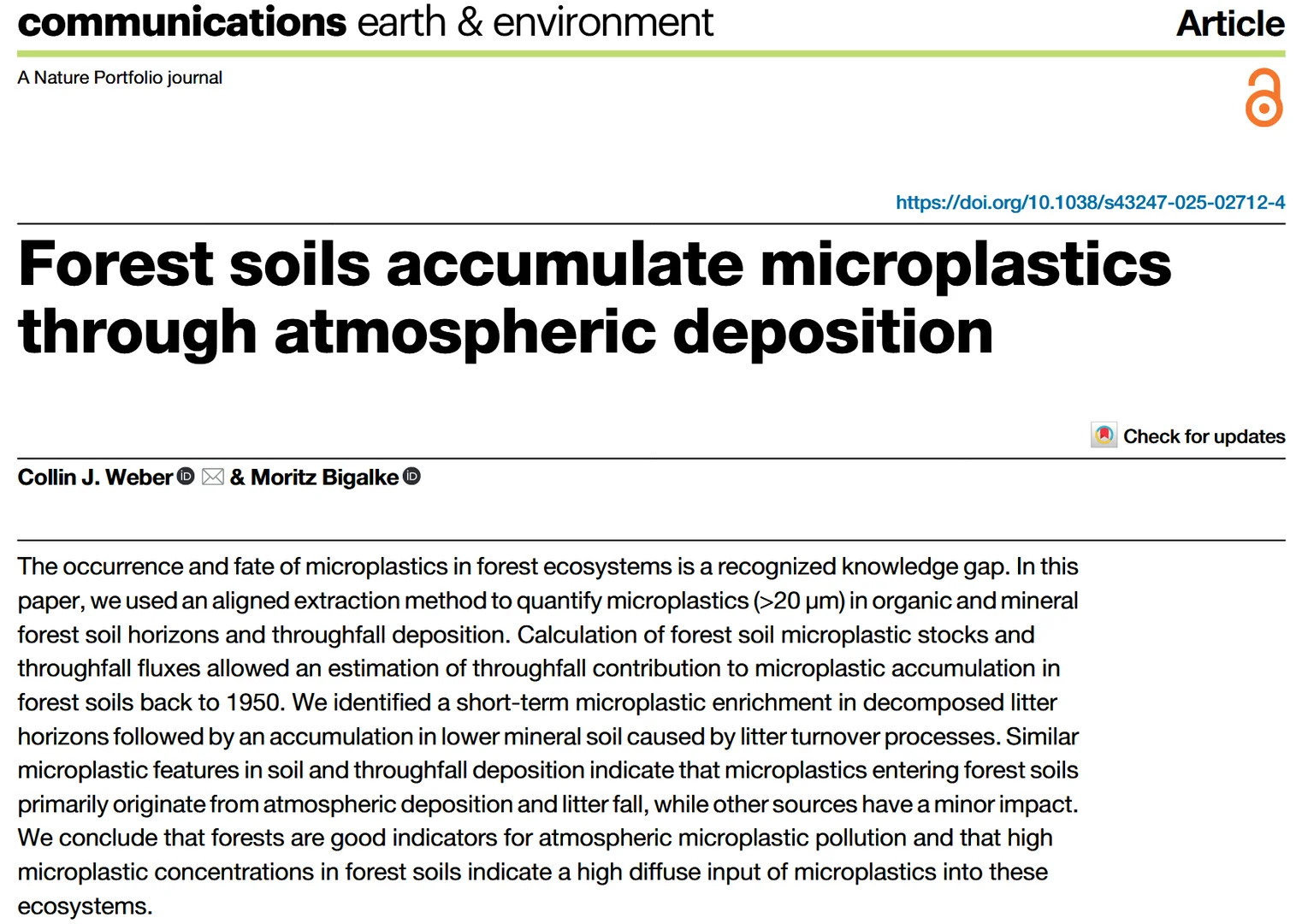 森林土壤为何“吸塑”？——大气沉降是主因