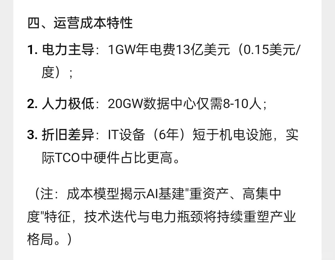 AI数据中心成本分析