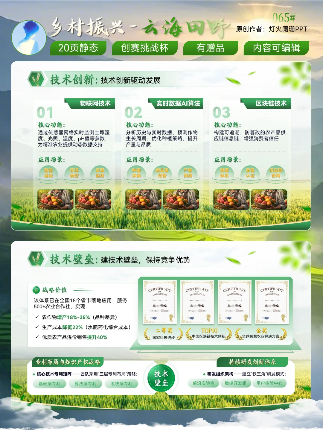 乡村振兴PPT模版太宝藏了吧，创赛助农项目