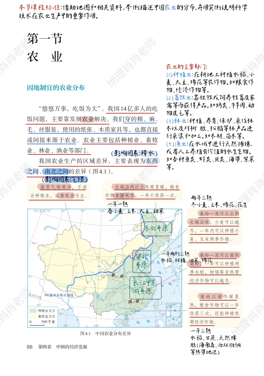 新人教版八上｜课本笔记｜4.1 农业