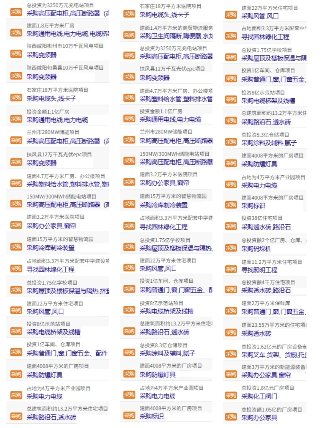 招标采购、工程采购信息更新