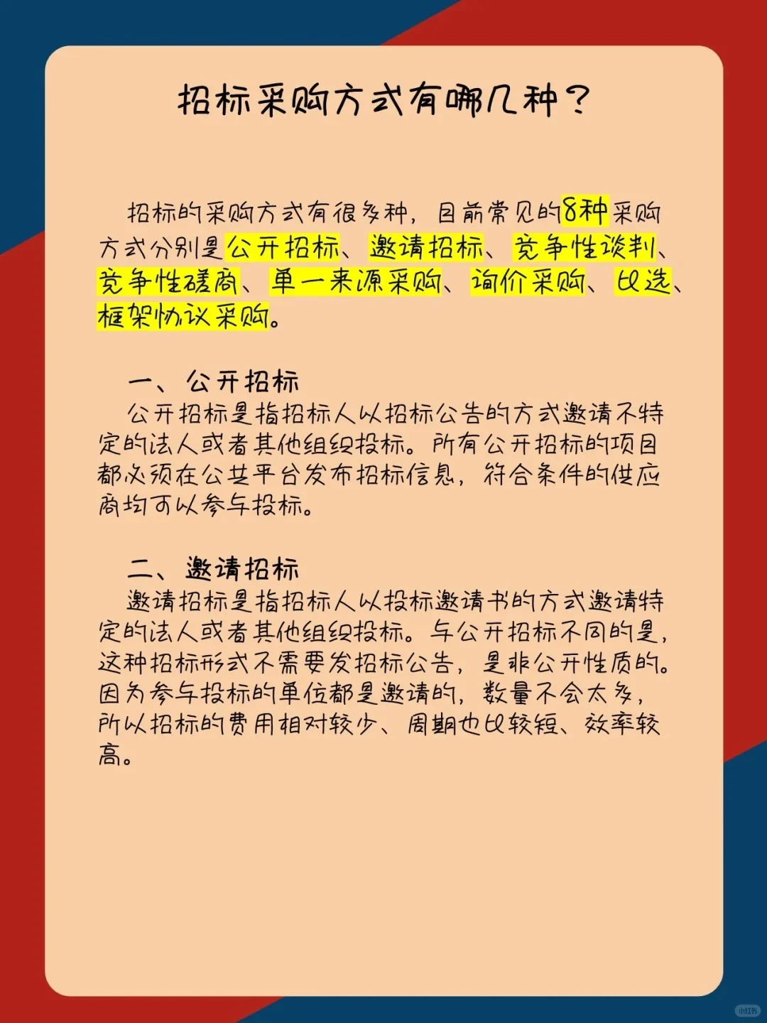 招标采购的几种方式