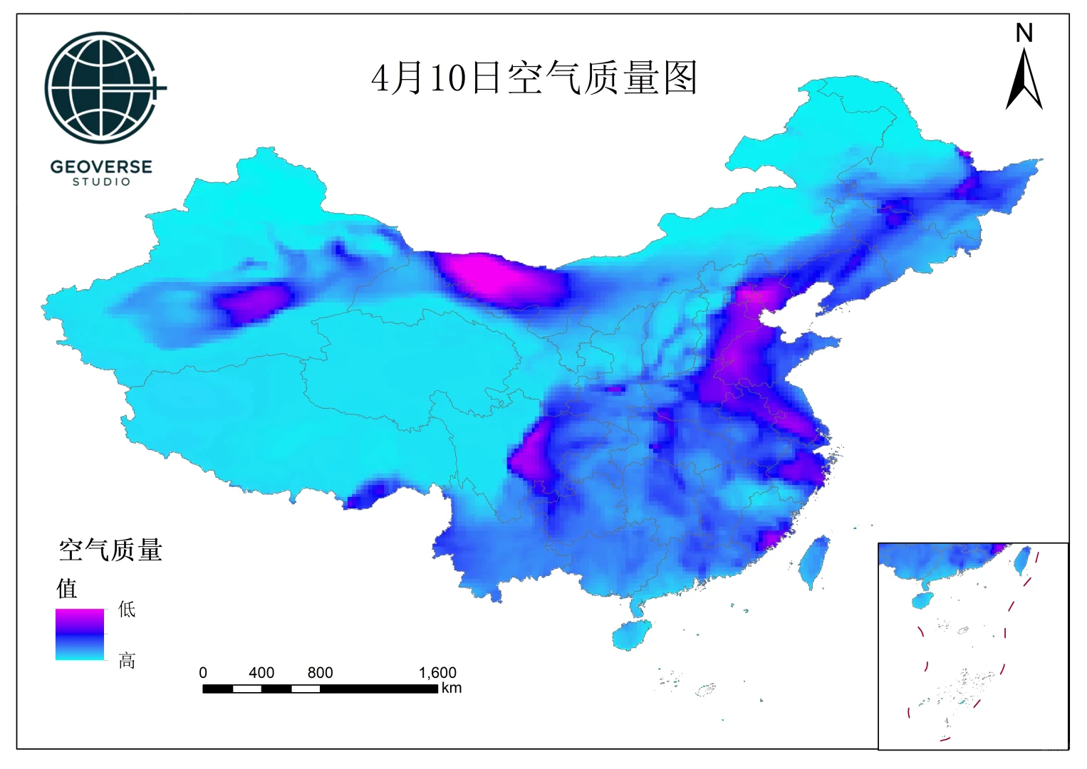 空气质量图对比，GIS告诉你污染跑多快！