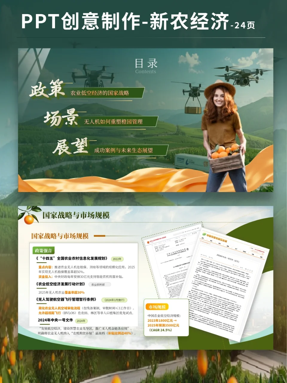 无人机助力橙子果园-新农经济PPT