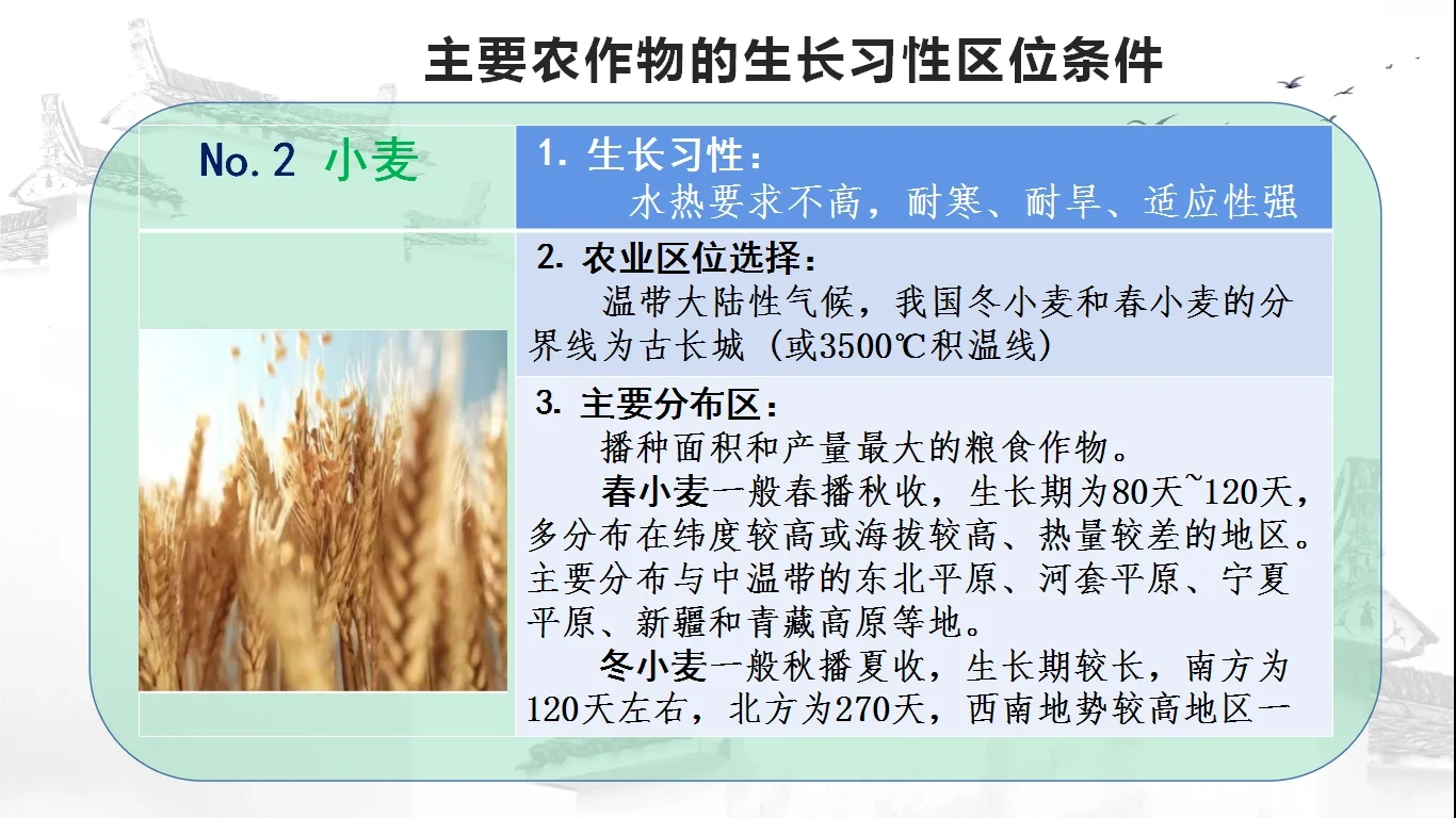 高考主要农作物