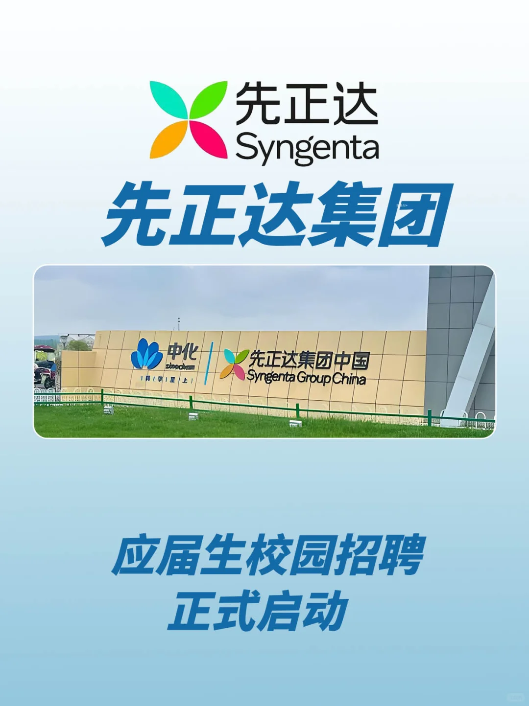 中化先正达集团应届捞人计划来啦！