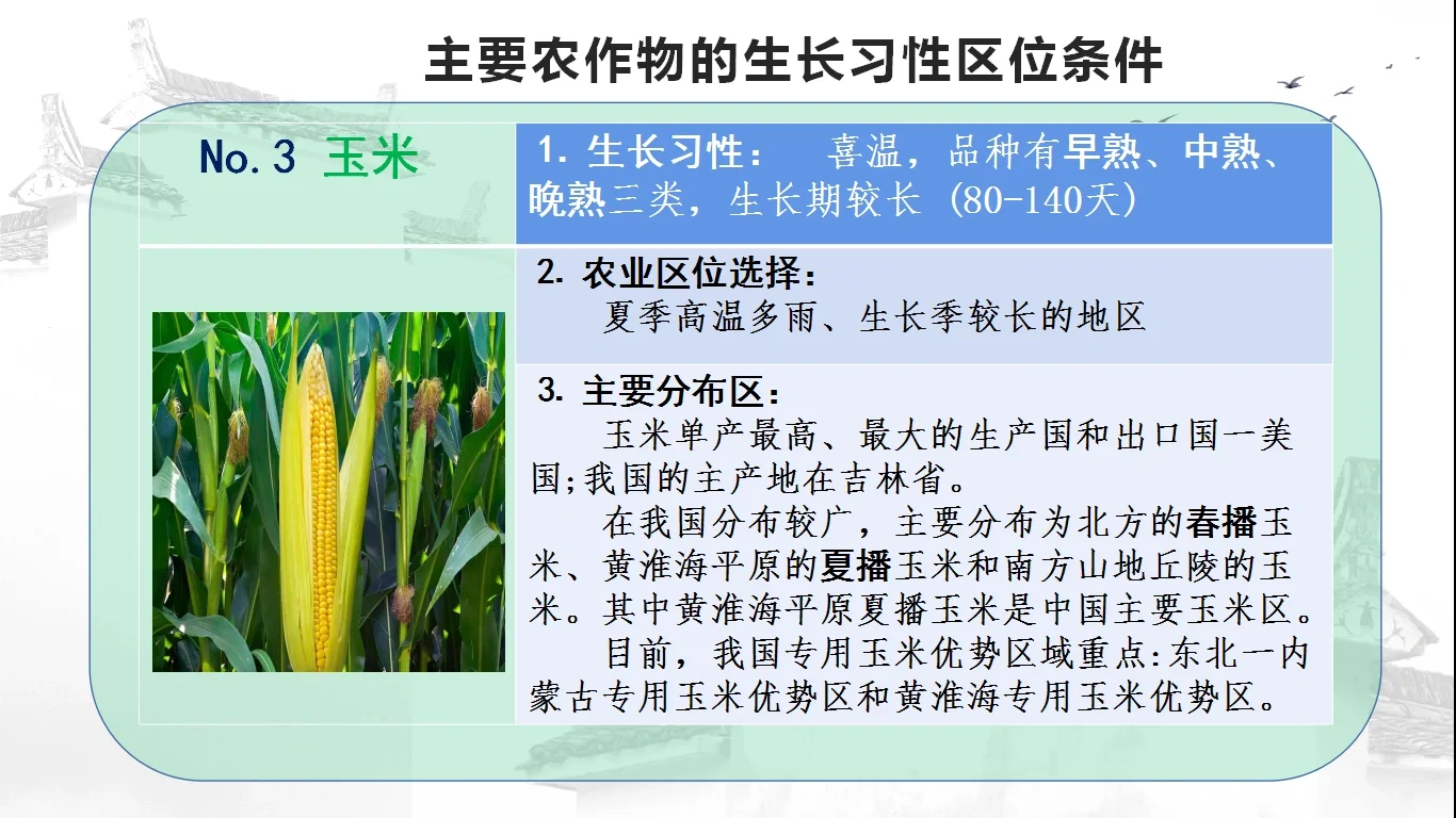 高考主要农作物