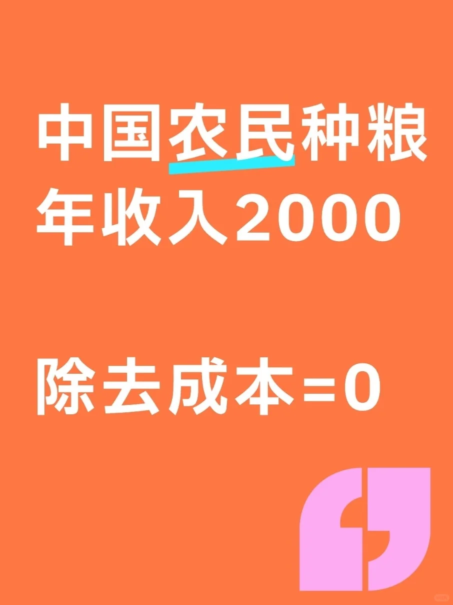 当农民种粮，除去成本=0