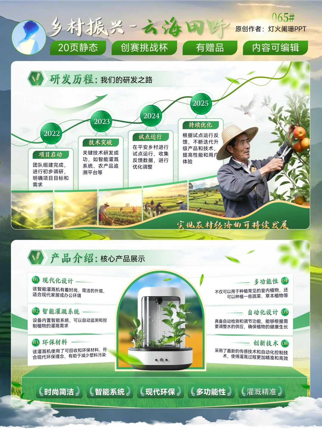 乡村振兴PPT模版太宝藏了吧，创赛助农项目