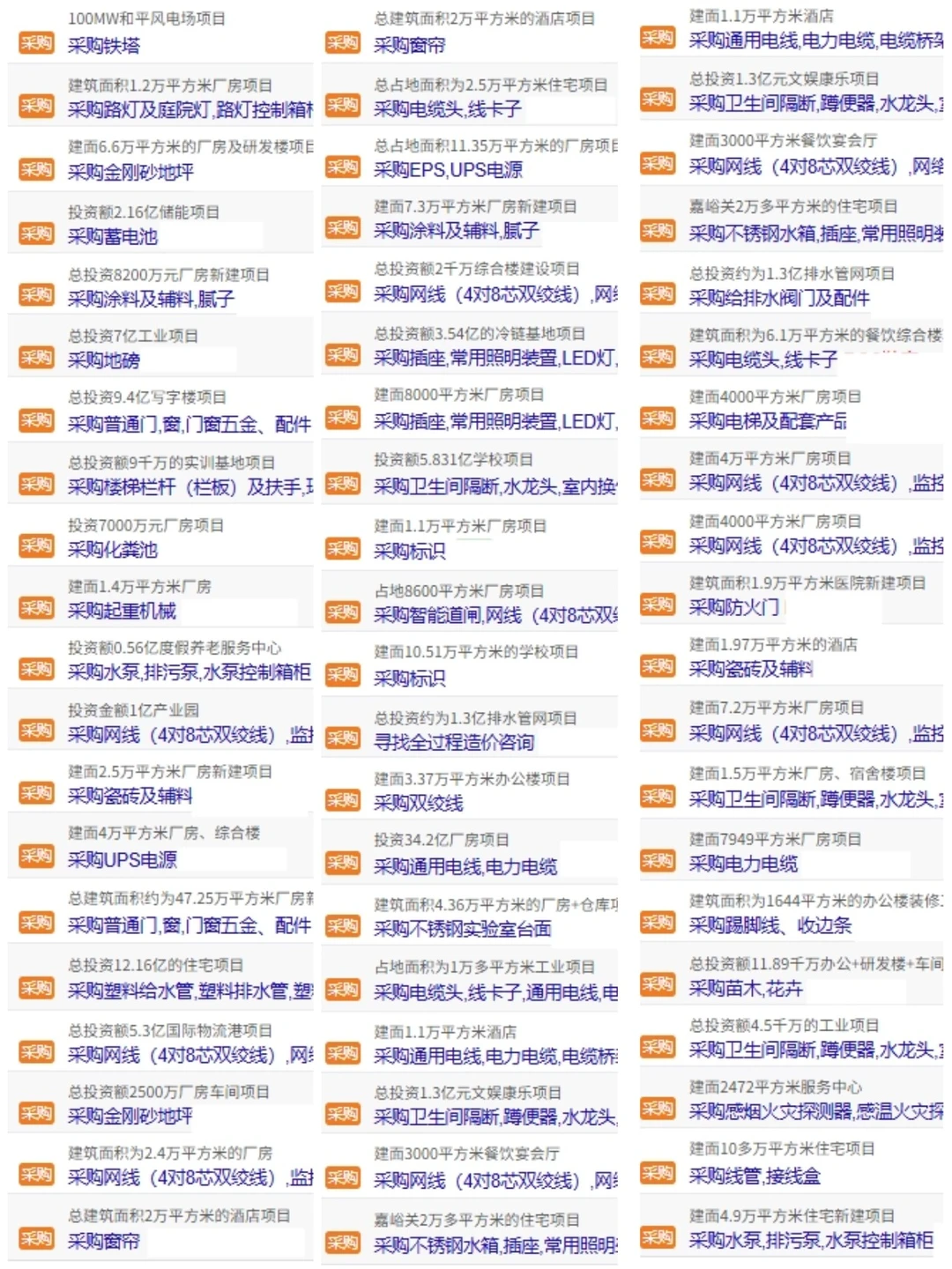 招标采购、工程采购信息更新