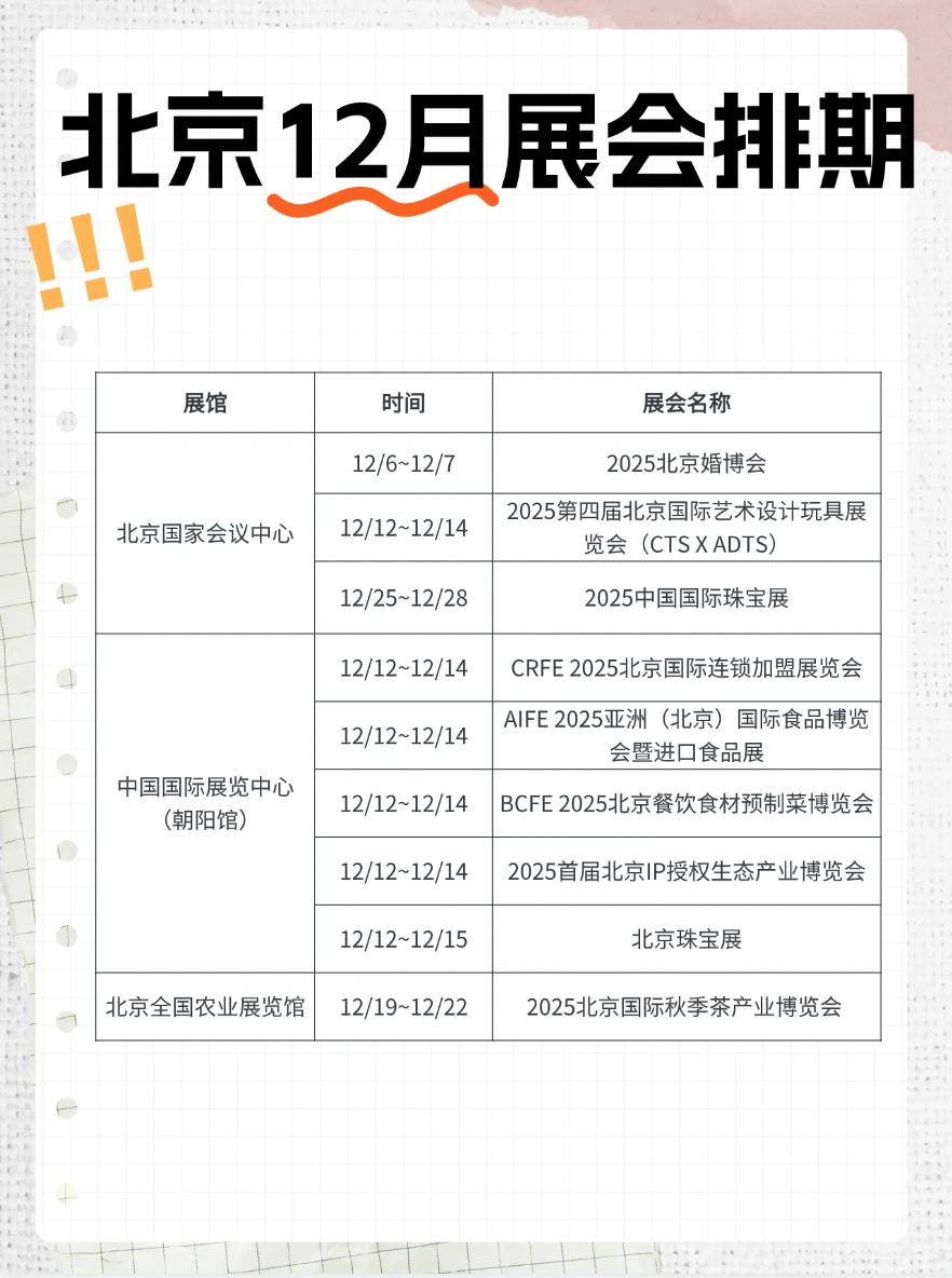年底逛展季，北京12月展会合集速藏
