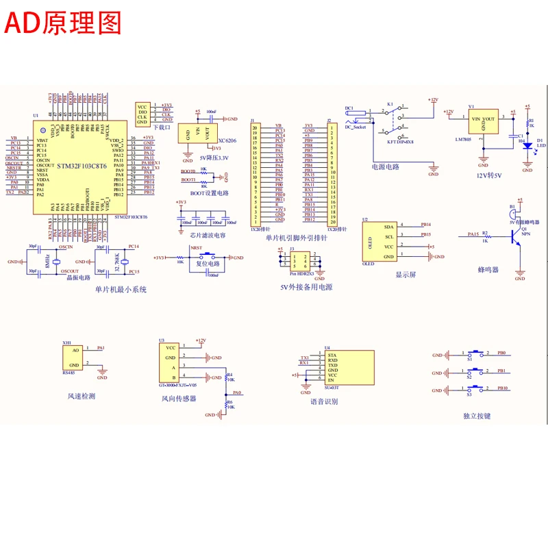 基于32单片机的风速风向测量仪气象检测设计