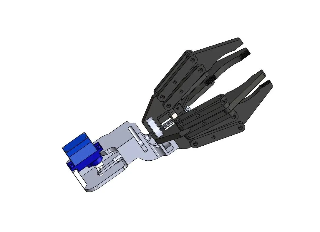 线性运动4爪夹持器设计|机械手设计