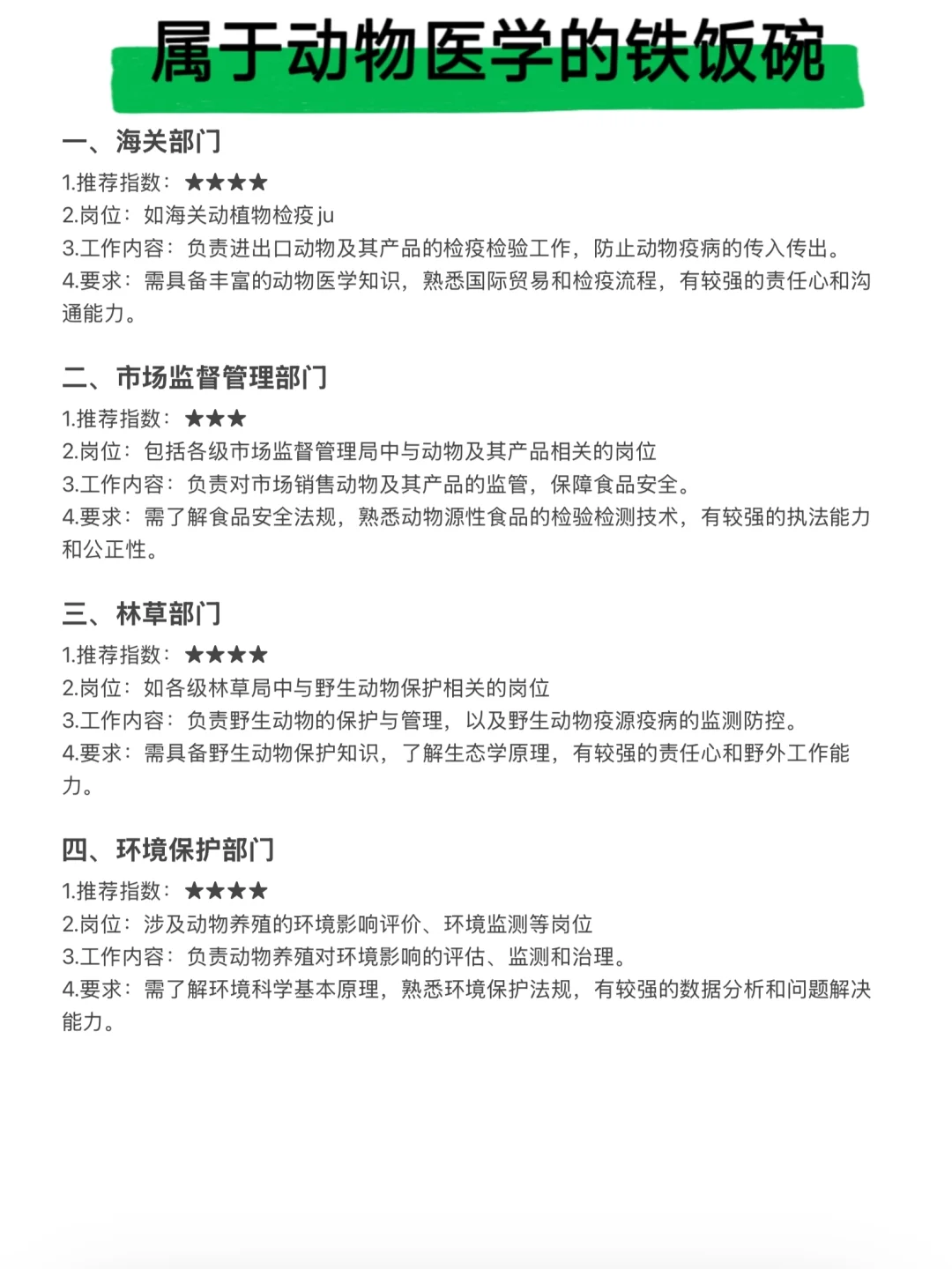 属于动物医学的铁饭碗: