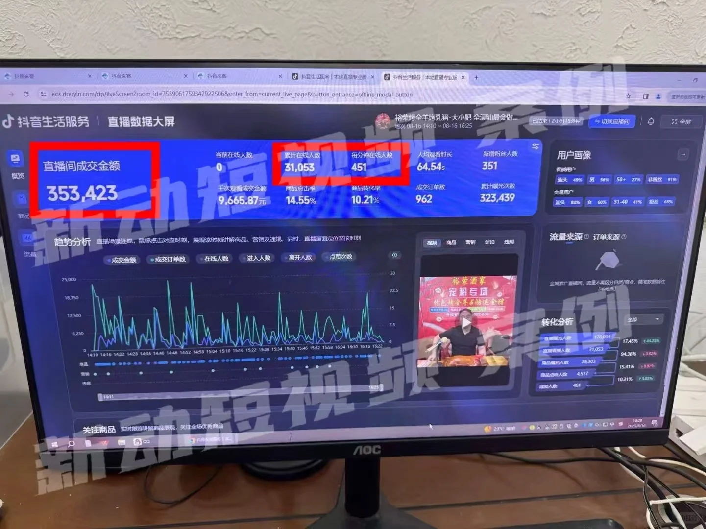 实体商家一场直播 0投流35万营业额