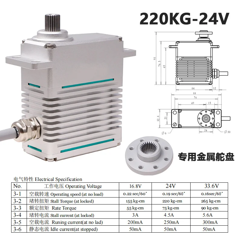 高扭矩 全金属无刷工业级舵机