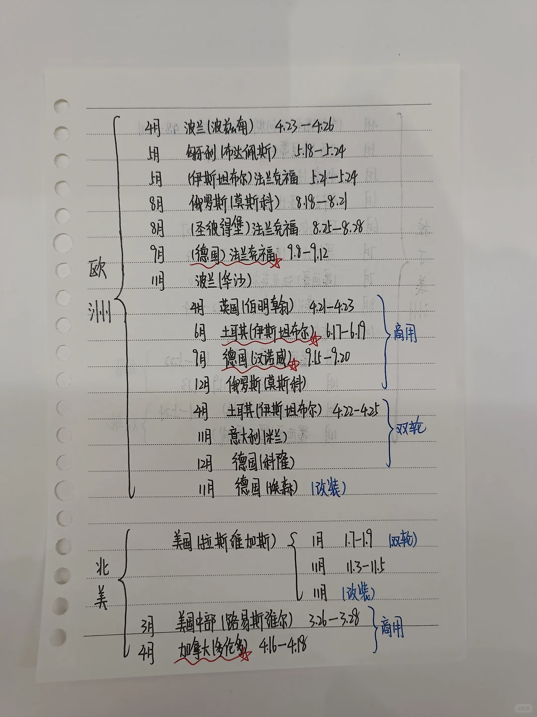 手写版汽配展会计划表（2026年）