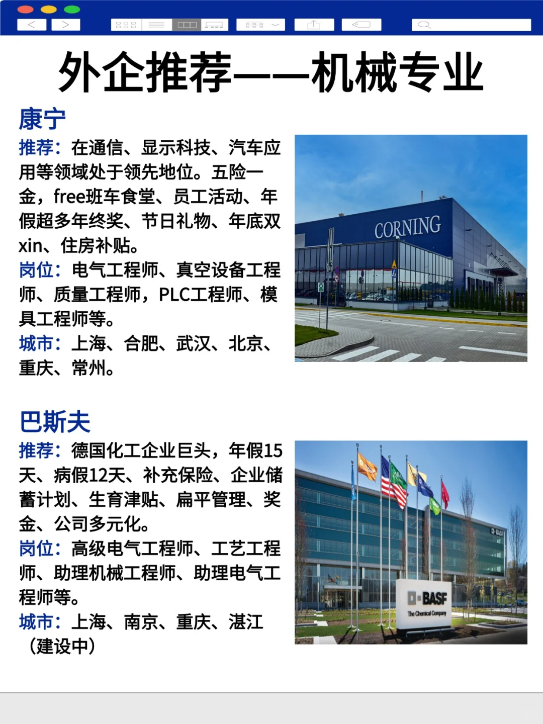 机械专业外企推荐，这里面有你心动的嘛？