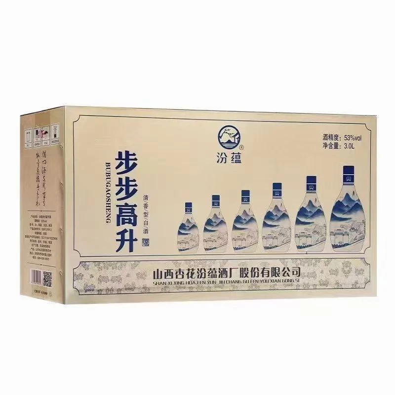 杏花村步步高升53度清香型白酒共3000ml,6瓶