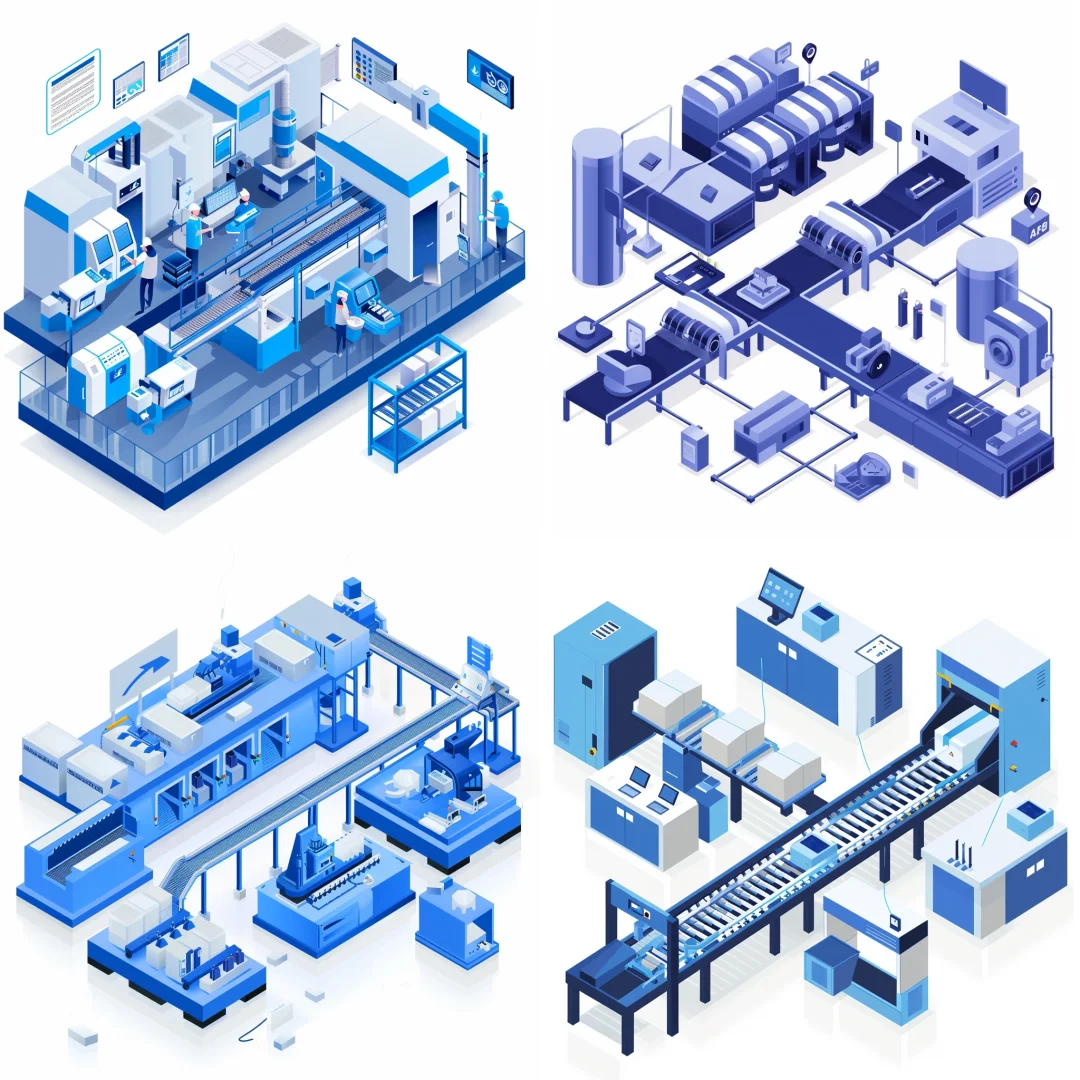 2.5D 蓝色工厂流水线设计?。（mj练习篇）