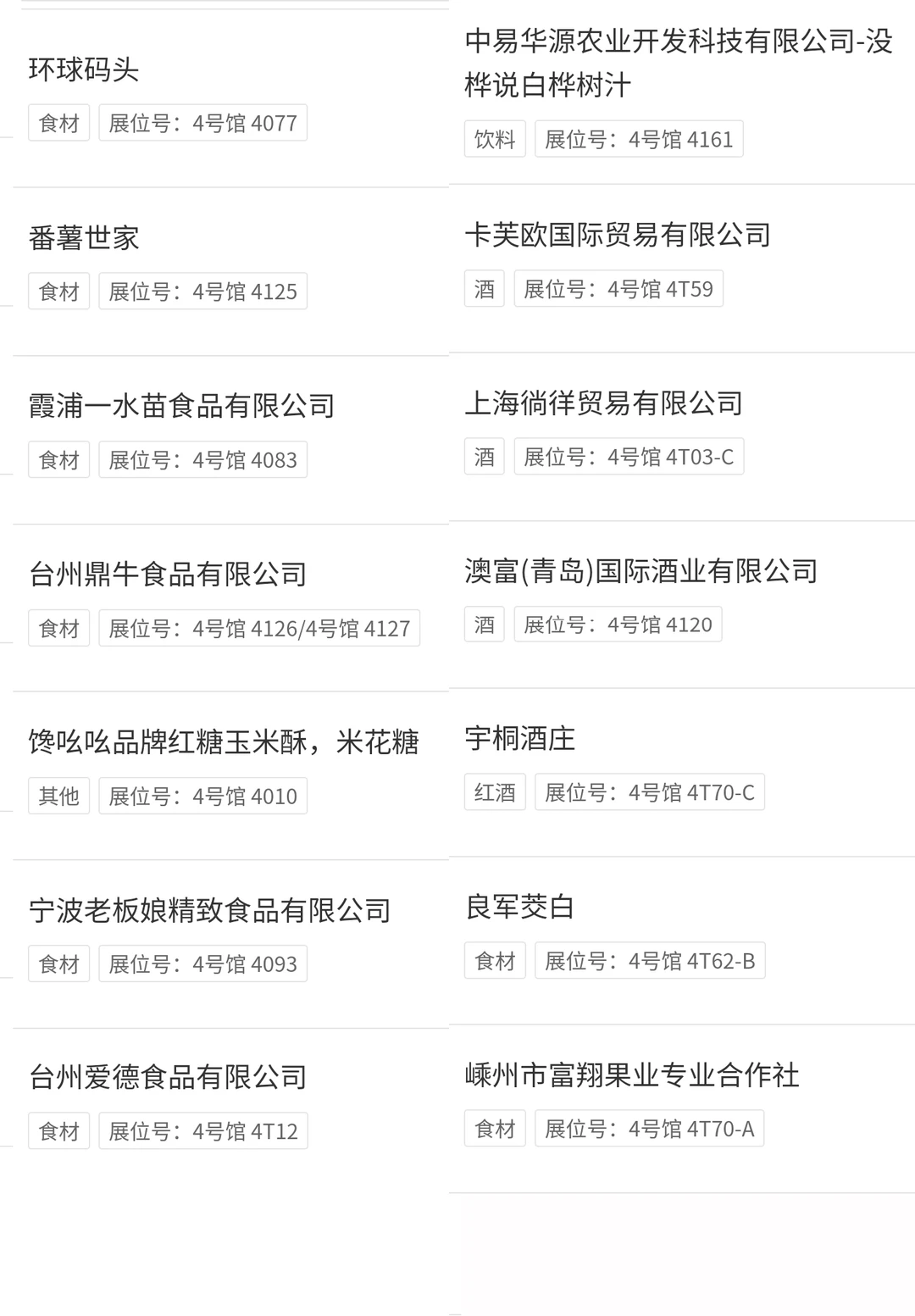 浙江台州食材及酒水展【展商名单】公布啦！