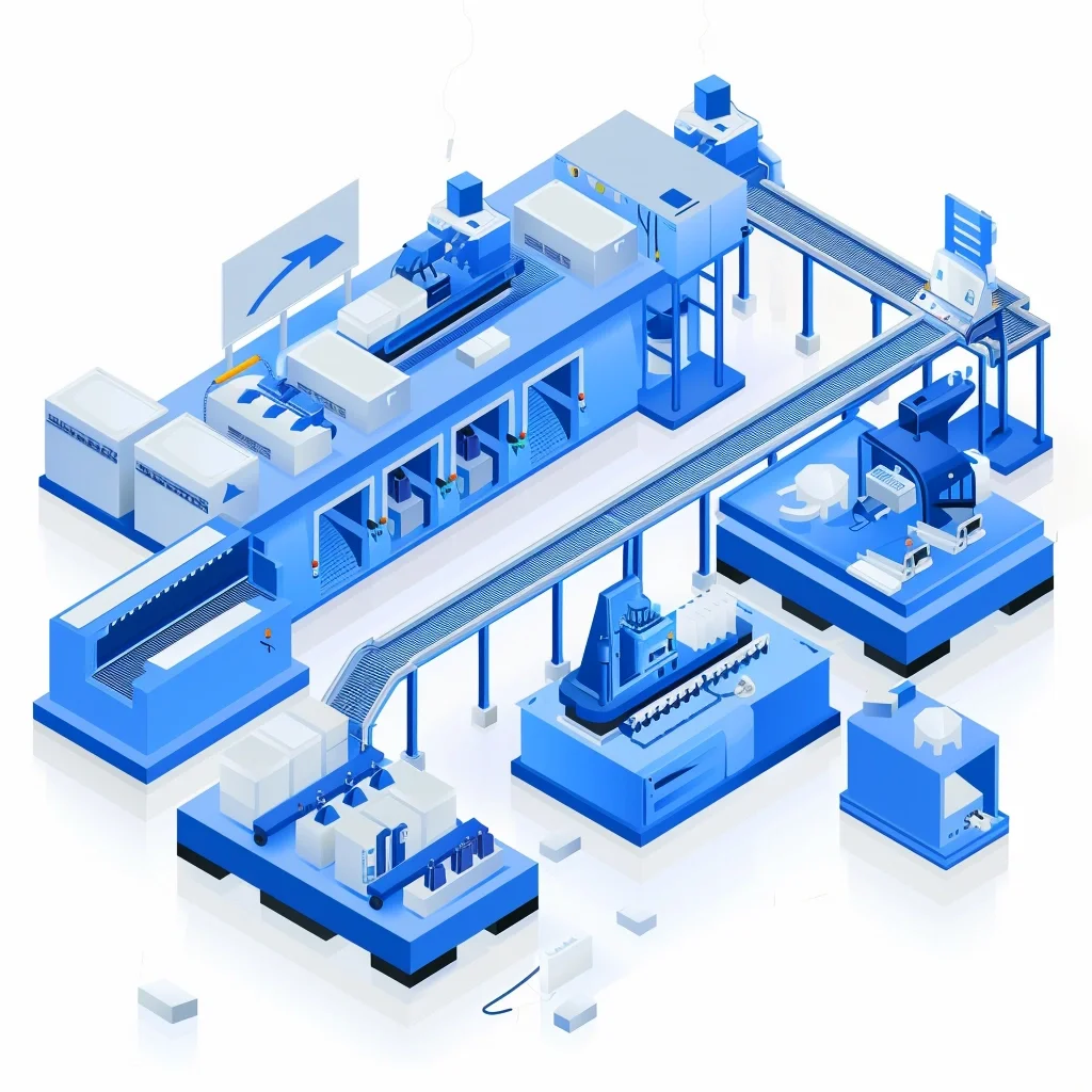 2.5D 蓝色工厂流水线设计?。（mj练习篇）