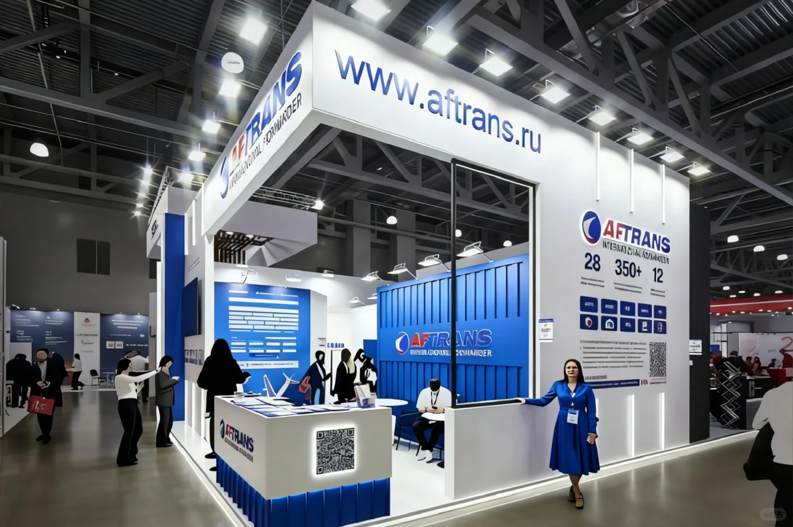 进博会上吸睛的蓝白系展台设计搭建