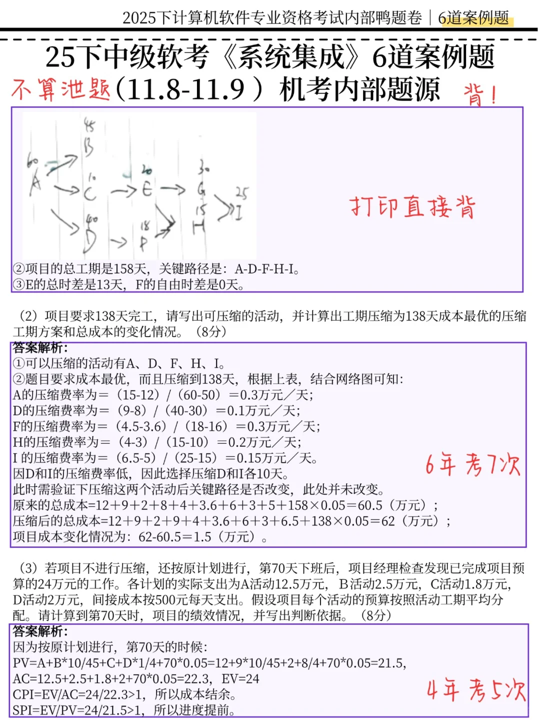 周六系统集成案例题，反复就这6道，熬夜背