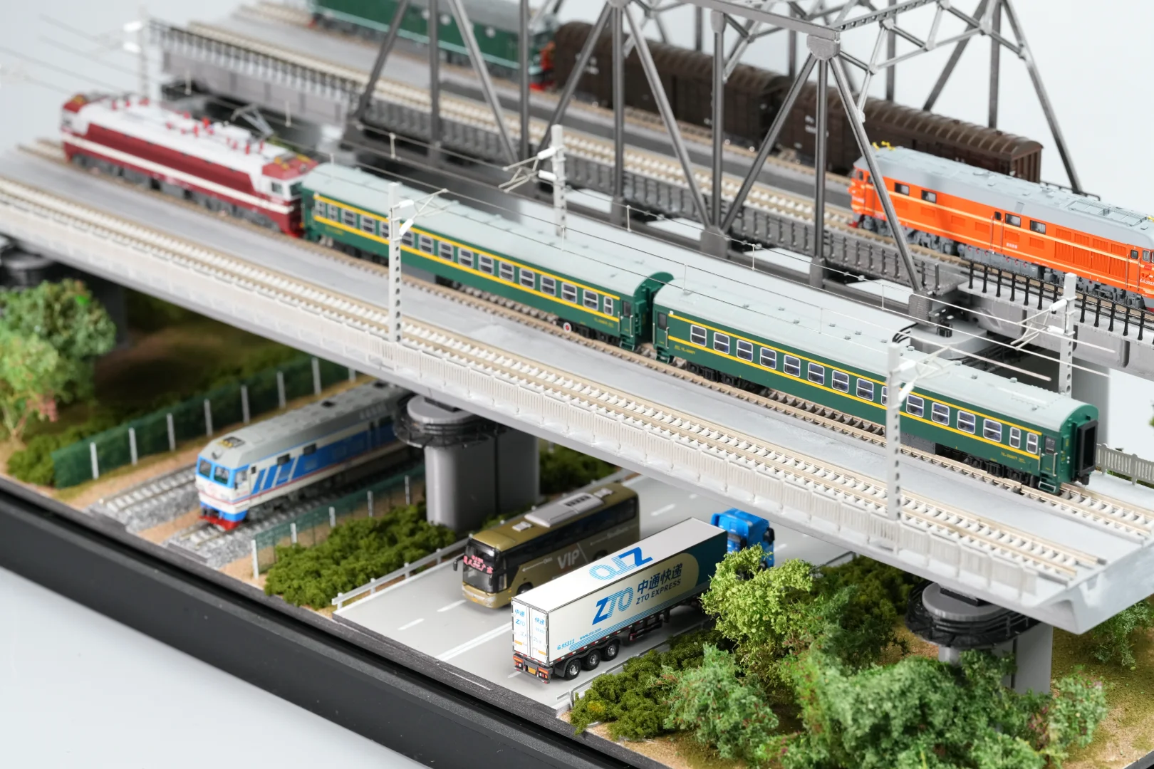 【N比例】火车模型 铁路交通枢纽场景展示盒