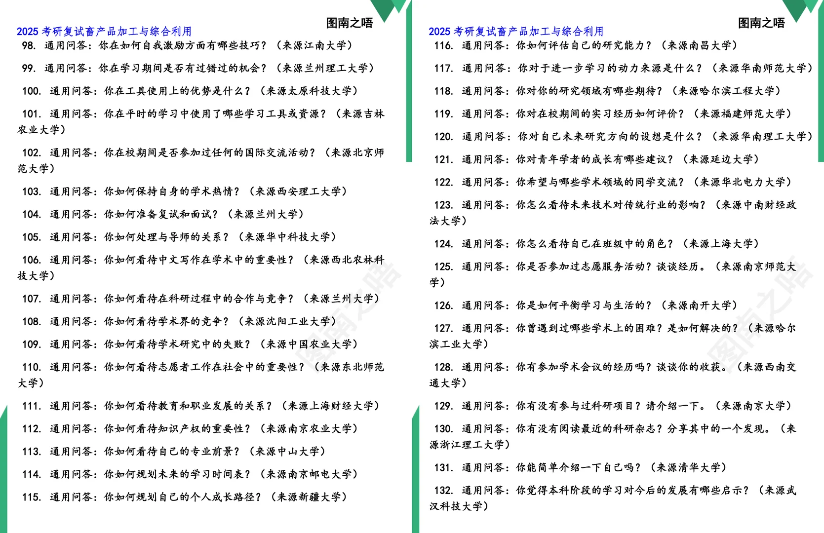 2025考研畜产品加工与综合利用复试真题题库参考答案