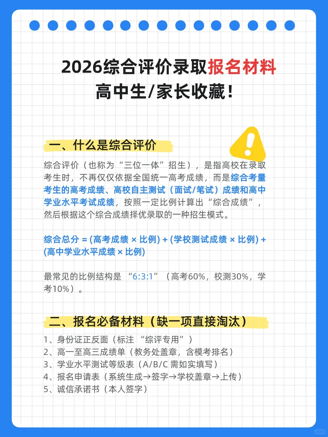 2026高考综评报名材料清单！漏一项直接淘汰