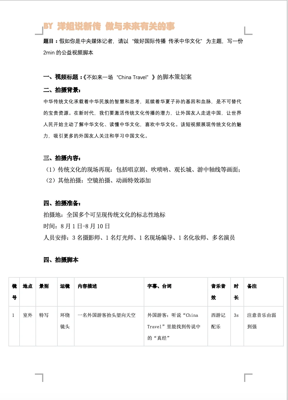 新传实务|文化国际传播的正能量脚本策划