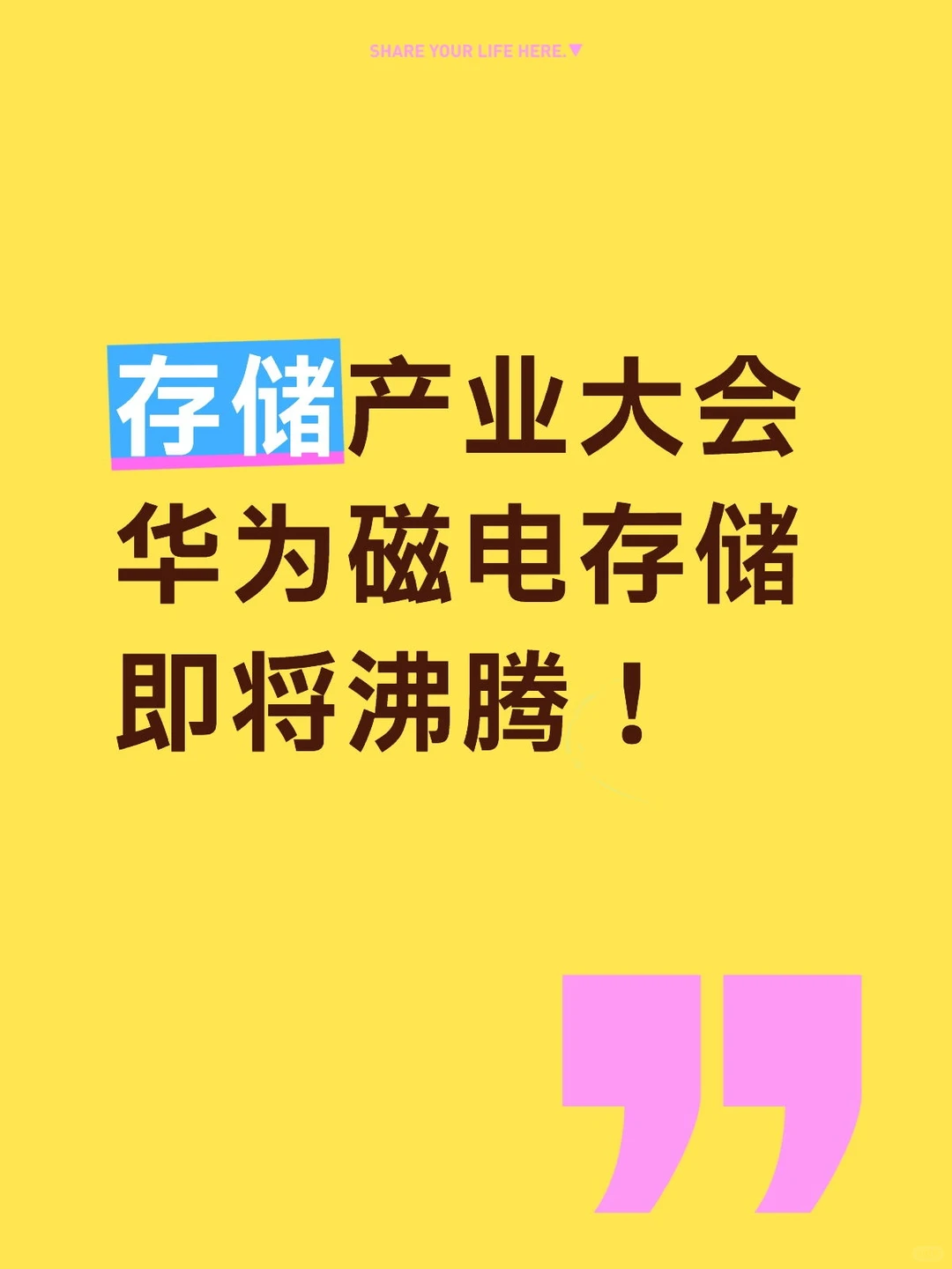 存储产业大会!华为磁电存储 坐等起飞!